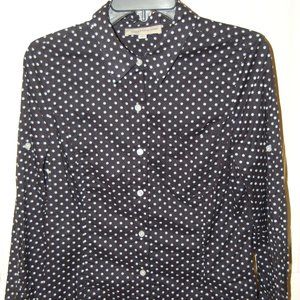 Black and white cotton polkadot blouse
